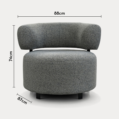 Fauteuil design en tissu gris et métal noir