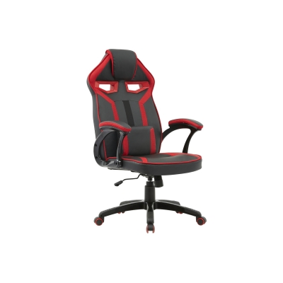 Fauteuil de bureau gamer en simili cuir noir et rouge