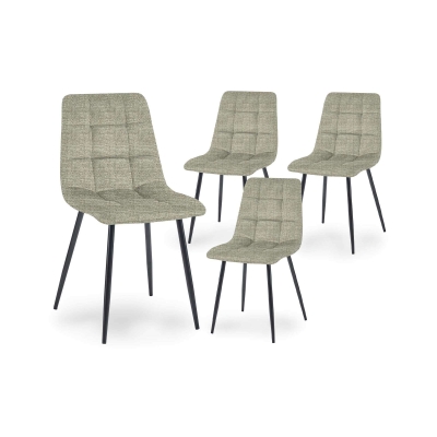 Lot de 4 chaises en tissu beige