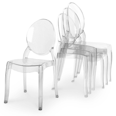 Lot de 4 chaises transparentes en plexi