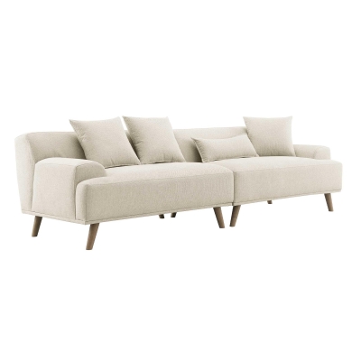 Canapé scandinave 4 places en tissu beige