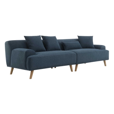 Canapé scandinave 4 places en tissu bleu