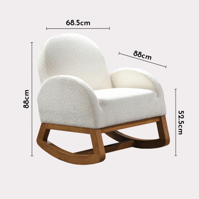 Fauteuil à bascule effet peau de mouton blanc et bois clair