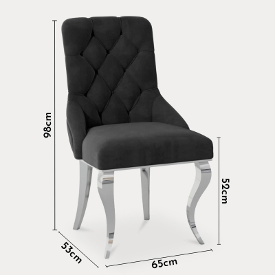 Lot de 2 chaises en velours noir pieds argentés