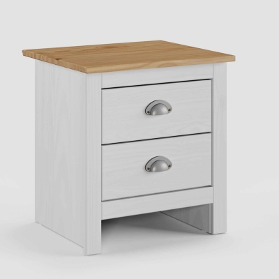 Table de chevet en bois blanc 2 tiroirs