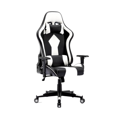 Fauteuil de bureau gaming en simili cuir noir et blanc