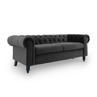 Canapé 3 places chesterfield velours noir