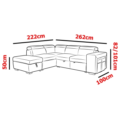 Canapé d'angle convertible avec rangement en tissu gris - Angle Gauche