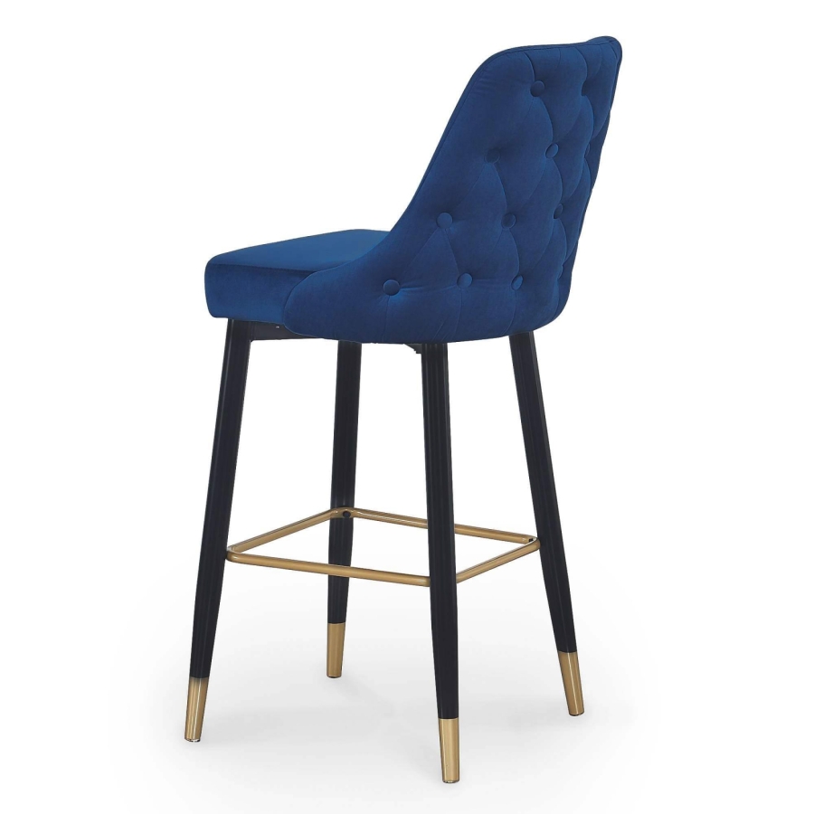 Lot de deux tabourets design en velours bleu