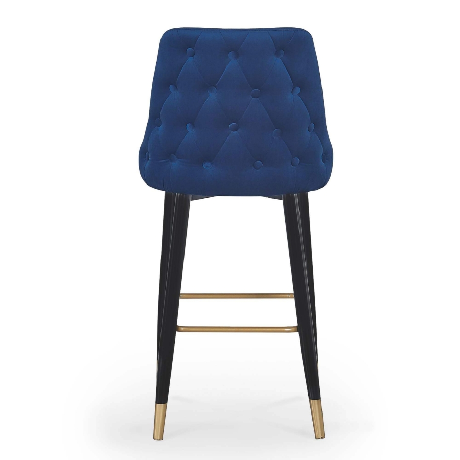 Lot de deux tabourets design en velours bleu