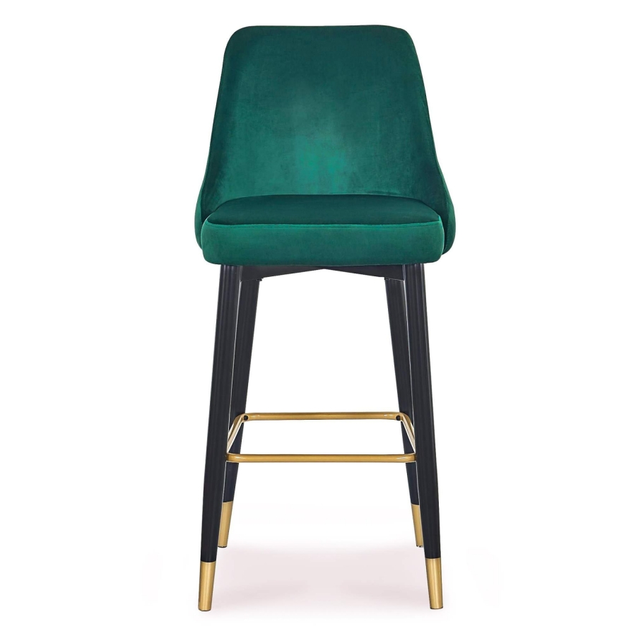 Lot de deux tabourets design en velours vert