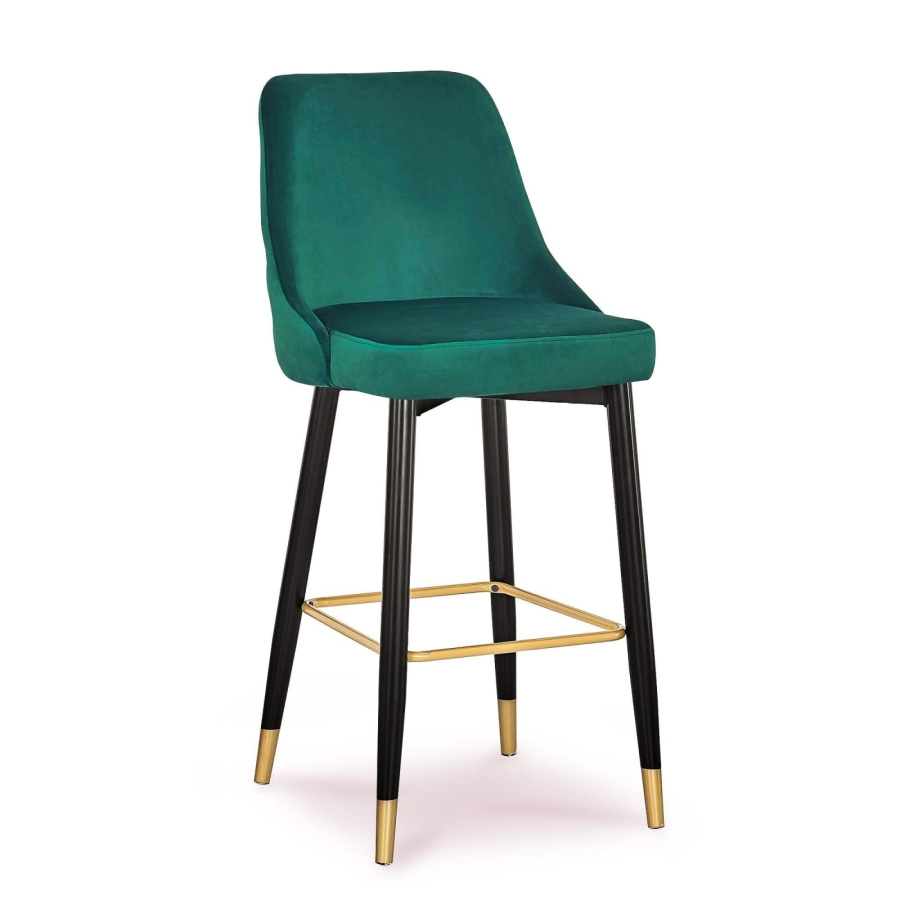 Lot de deux tabourets design en velours vert