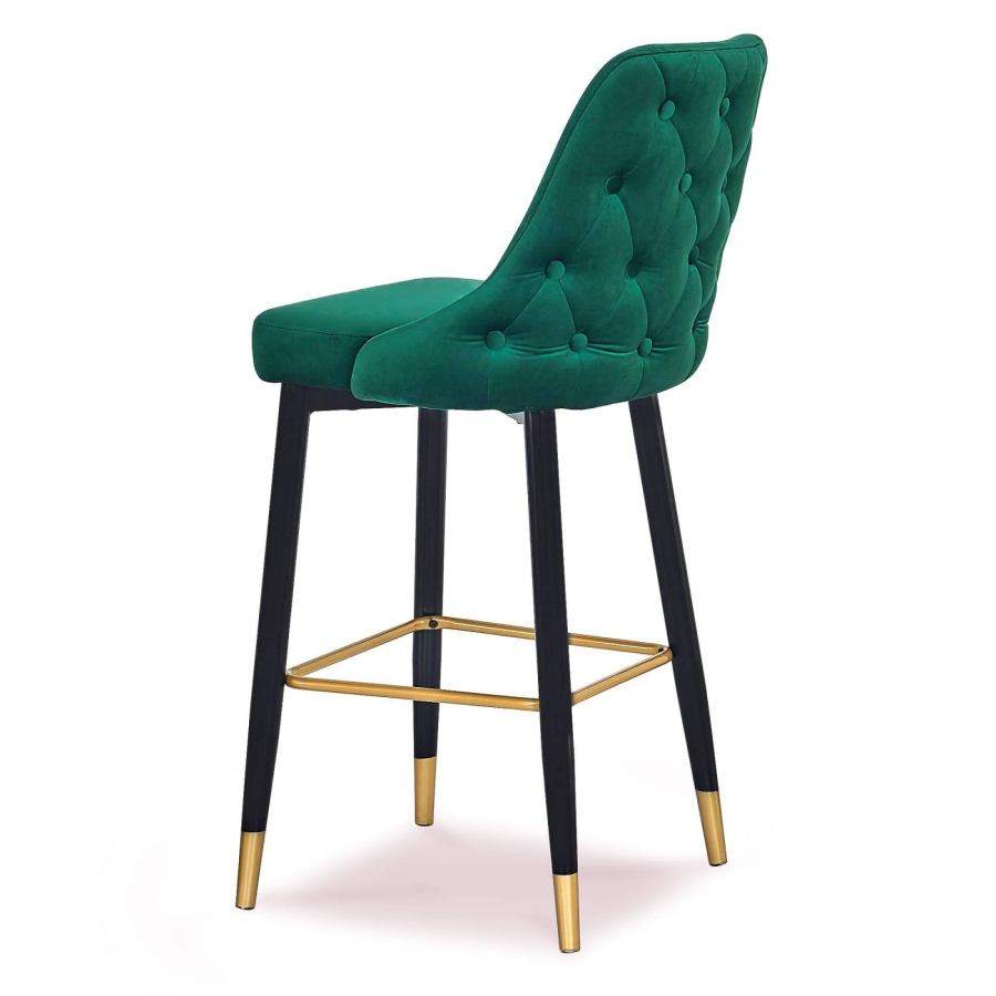 Lot de deux tabourets design en velours vert