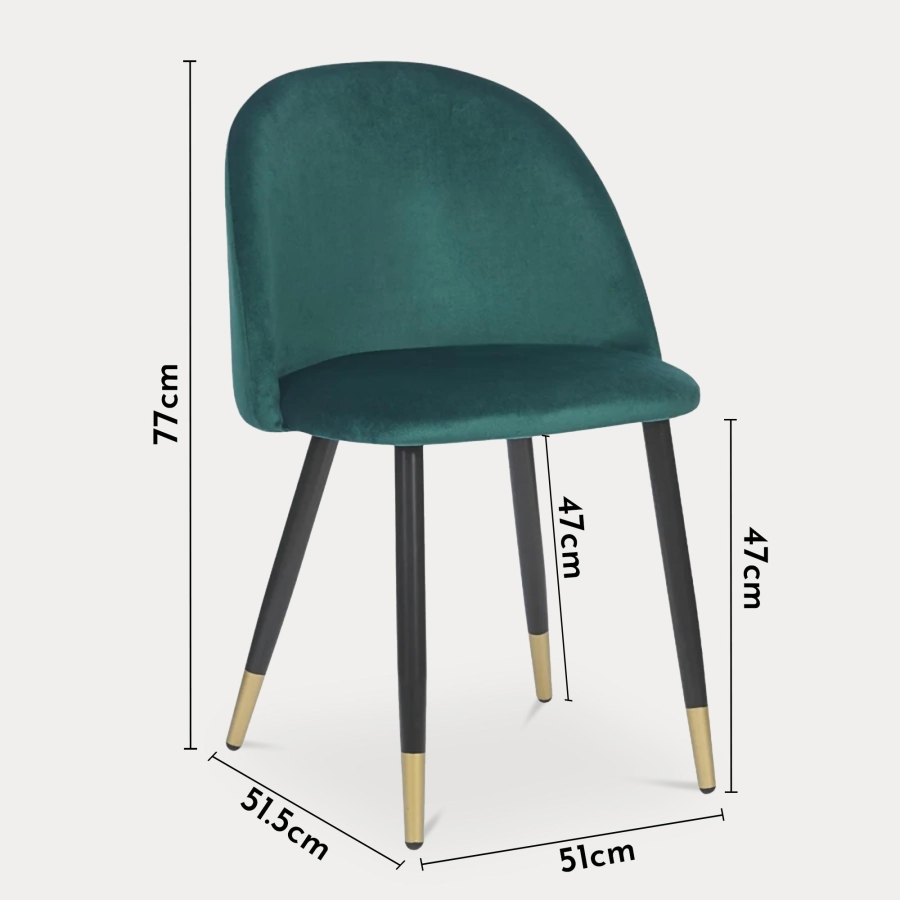 Lot de 4 chaises design en velours vert