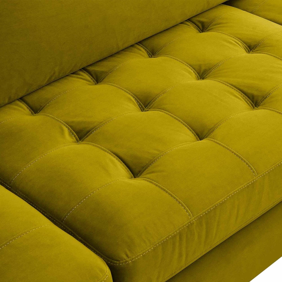 Canapé d'angle scandinave en velours jaune - Angle Gauche