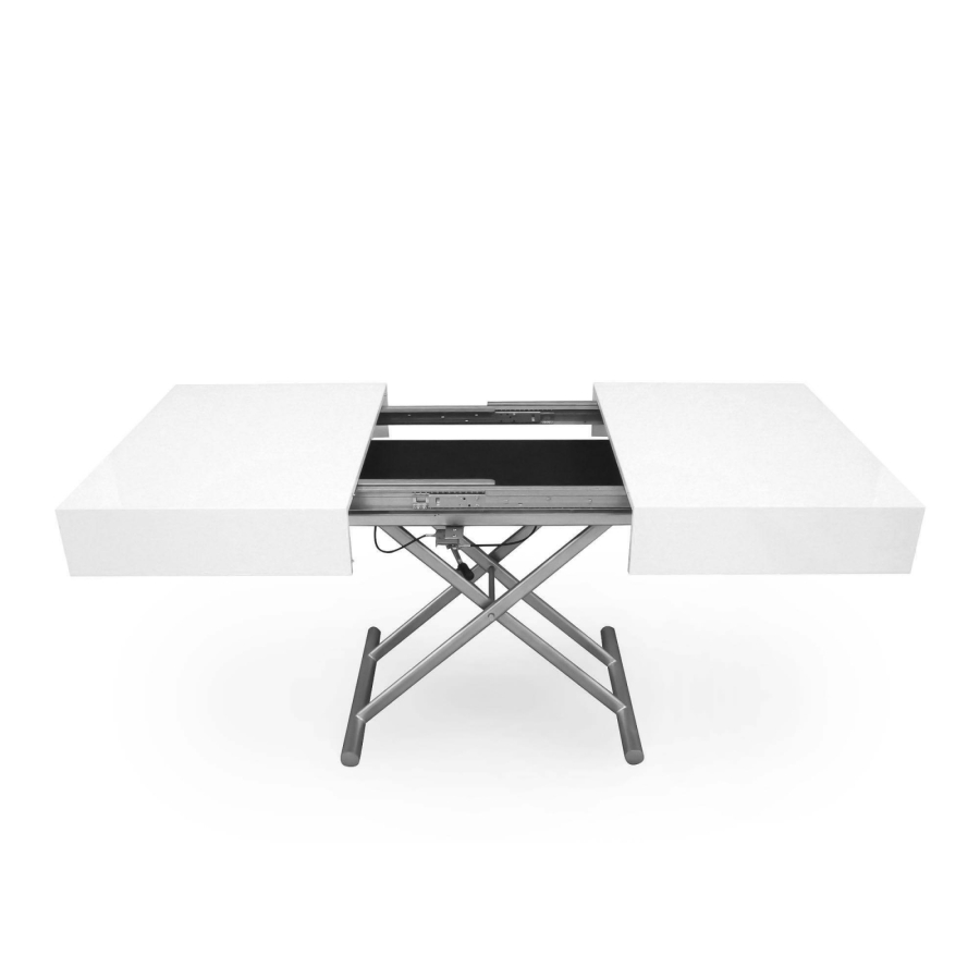 Table basse laquée blanc relevable extensible