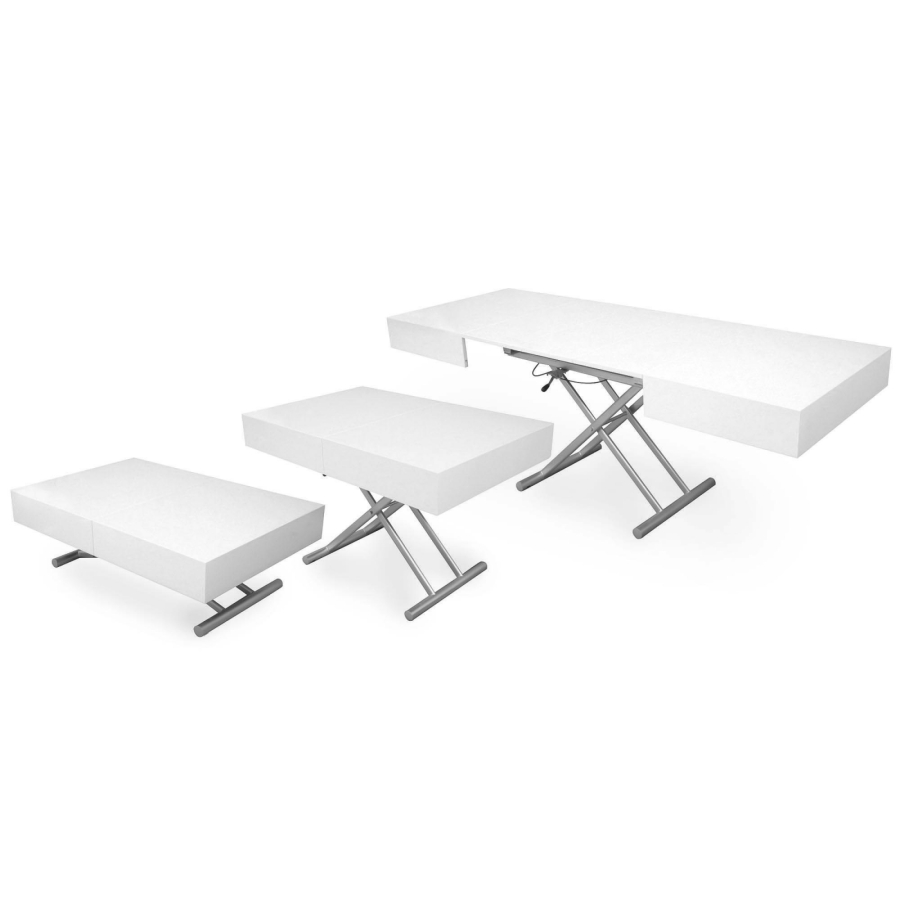 Table basse laquée blanc relevable extensible