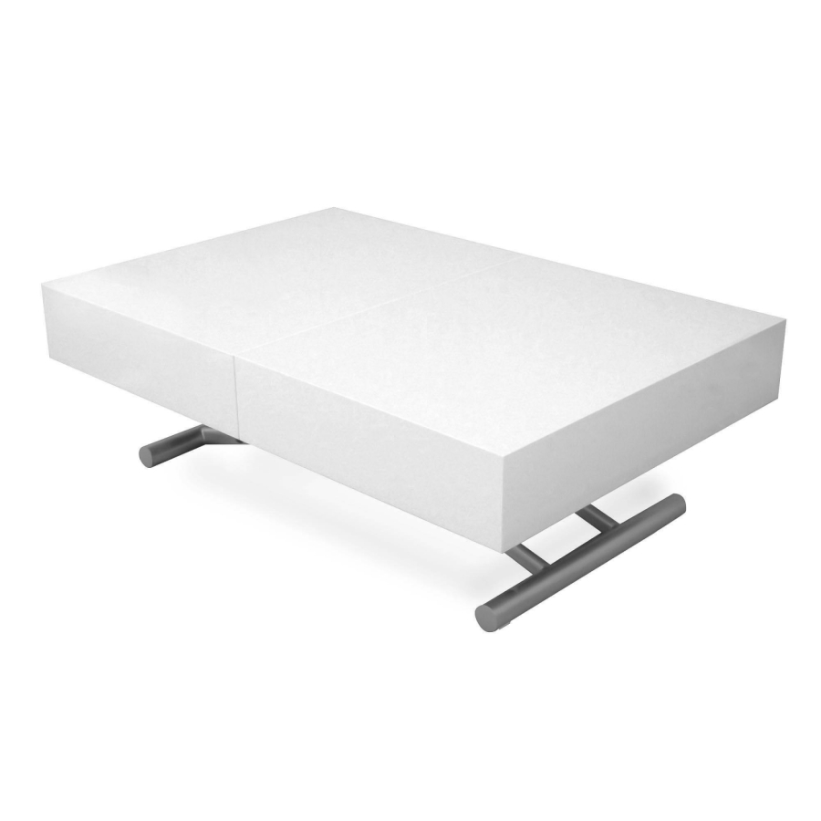 Table basse laquée blanc relevable extensible