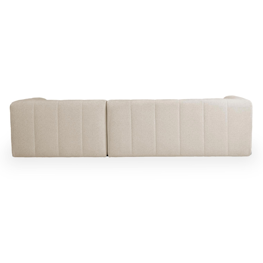 Canapé d’angle en tissu capitonné beige - Angle droit