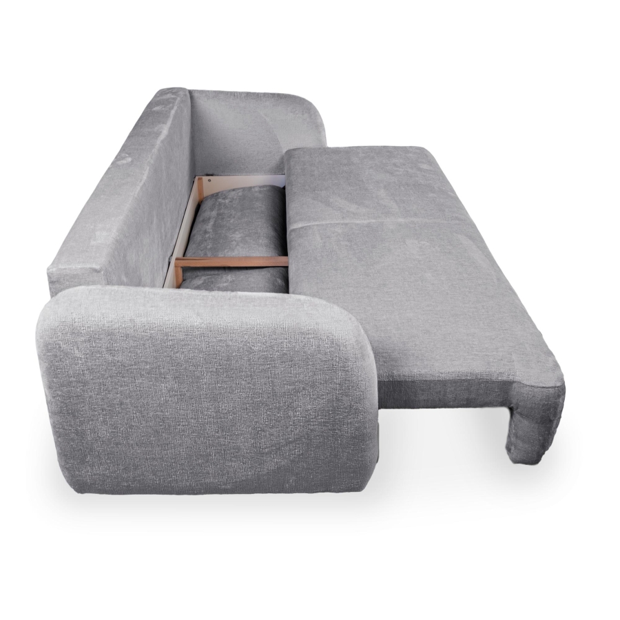 Canapé 3 places convertible avec coffre en tissu gris