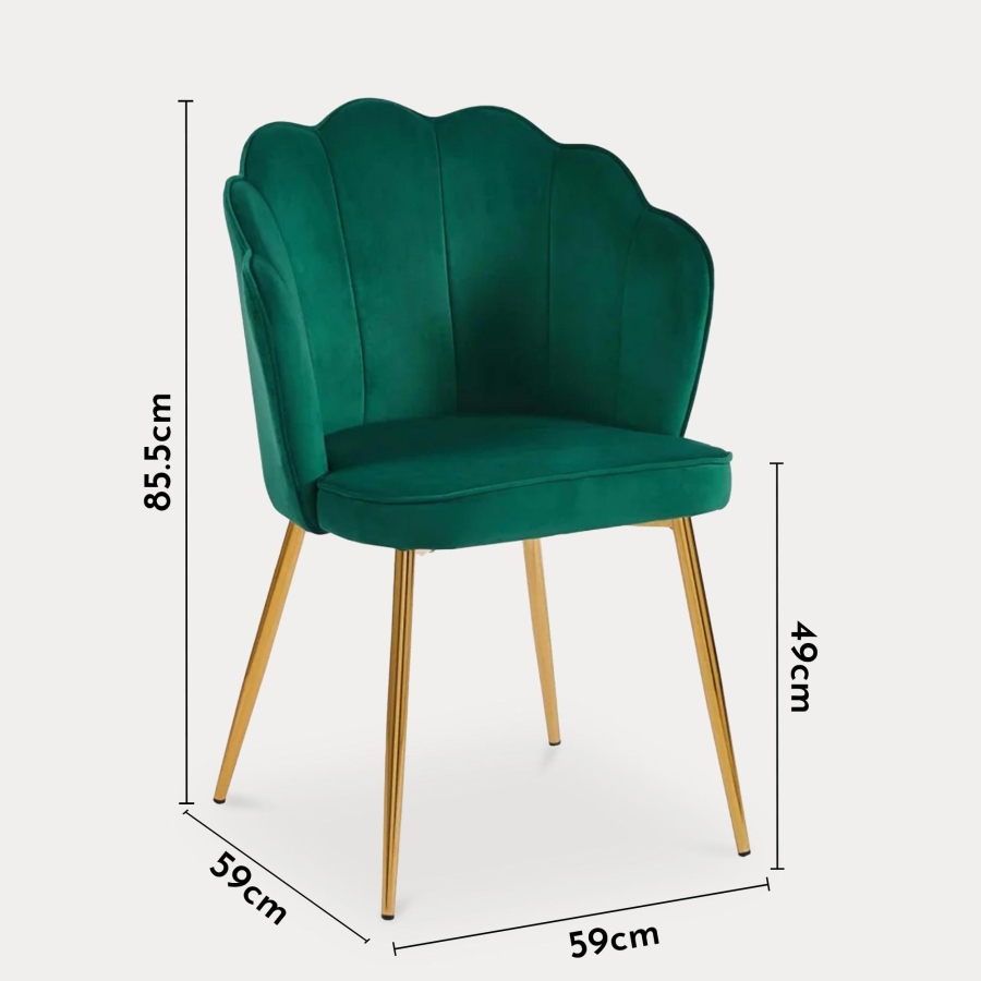 Lot de 2 chaises design en velours vert