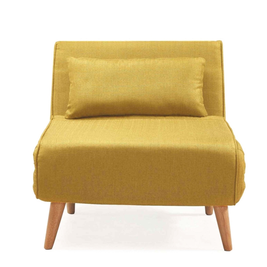 Fauteuil convertible en tissu jaune