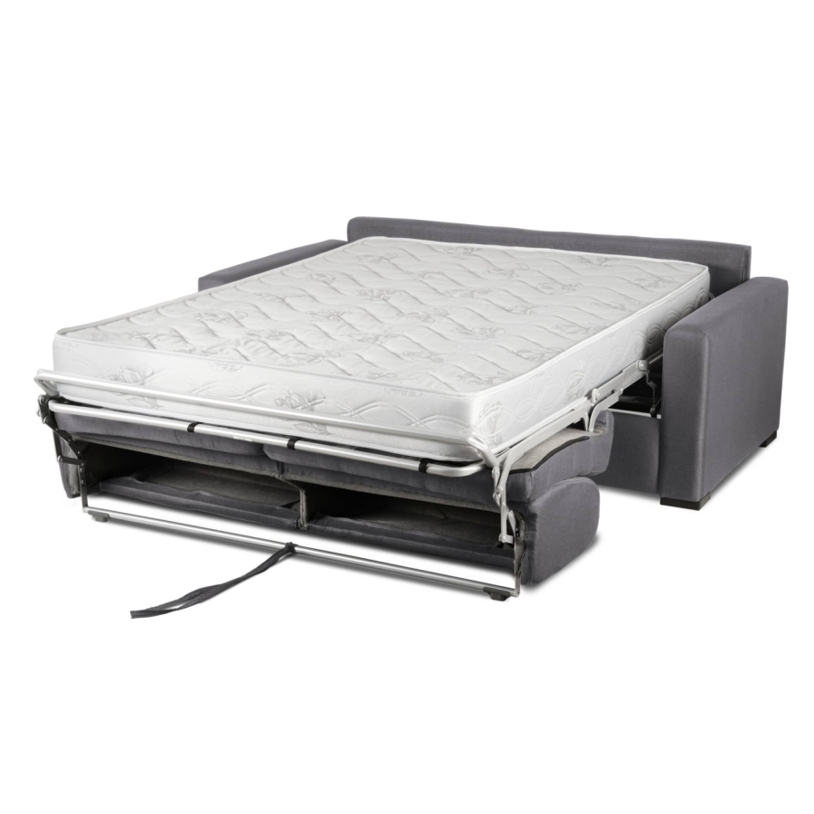 Canapé convertible 3 places en tissu gris ouverture express matelas 18 cm