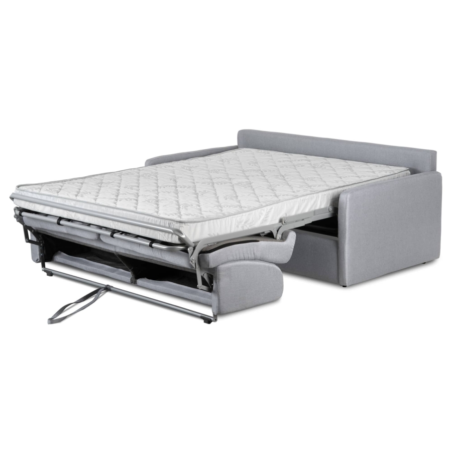 Canapé convertible 3 places en tissu gris ouverture express, accoudoirs slim