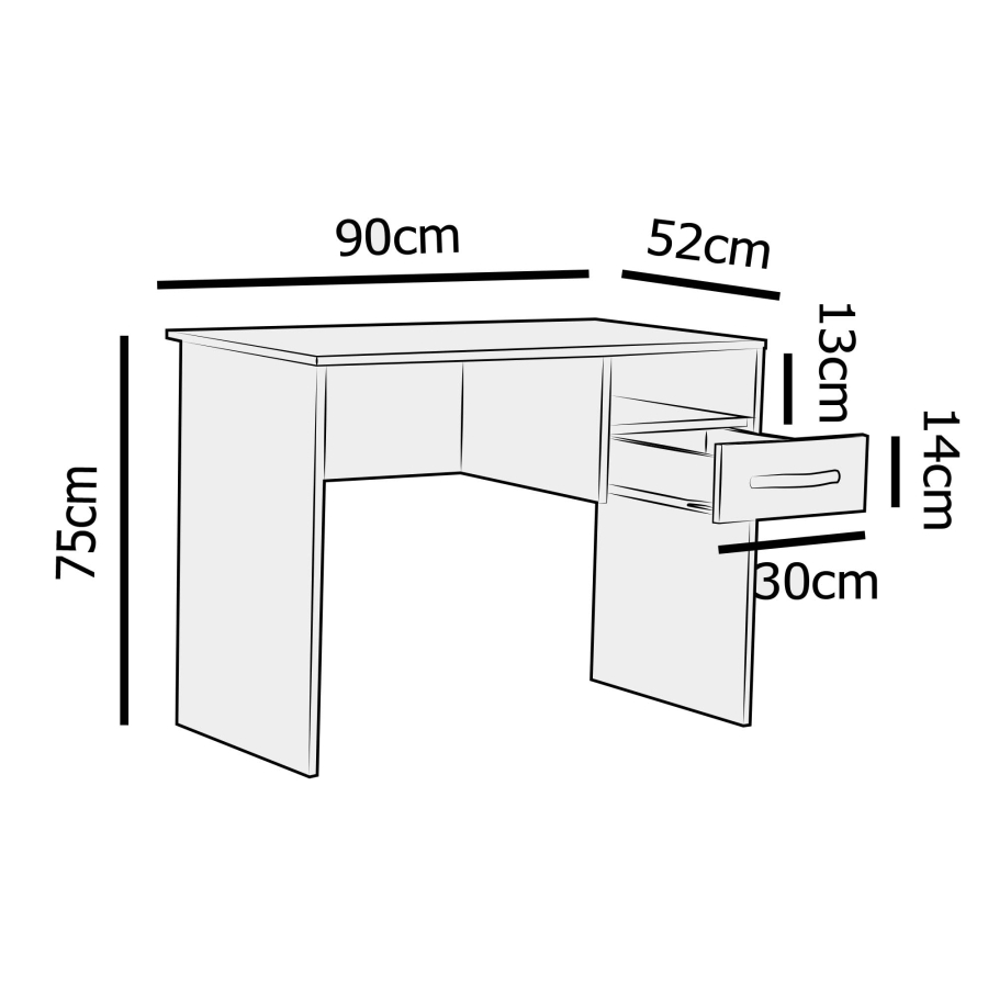 Bureau couleur chêne 1 tiroir 1 niche HUGO