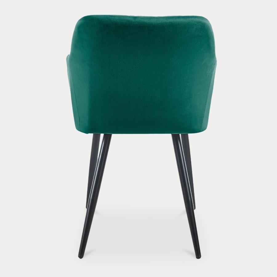 Lot de 2 chaises en velours vert pieds en métal noir