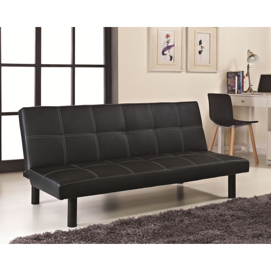 Banquette noire clic clac 3 places avec coutures blanches