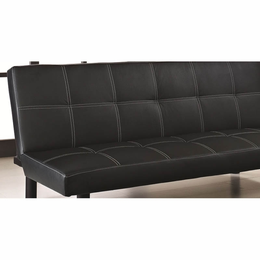 Banquette noire clic clac 3 places avec coutures blanches