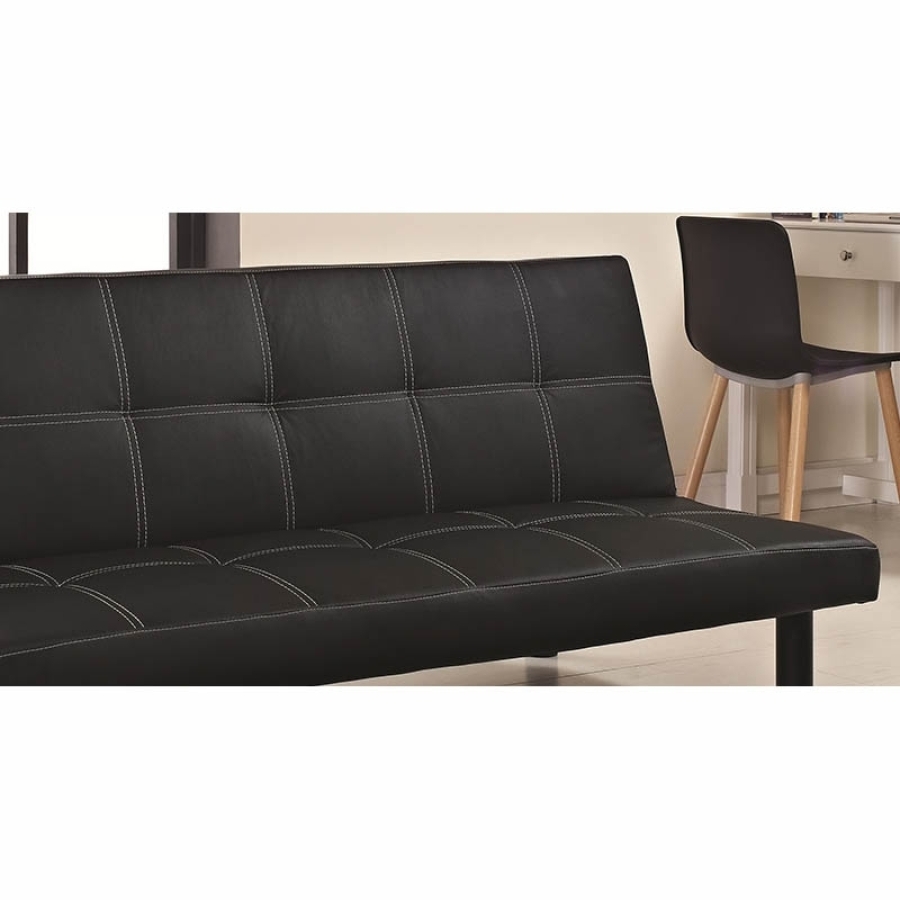 Banquette noire clic clac 3 places avec coutures blanches