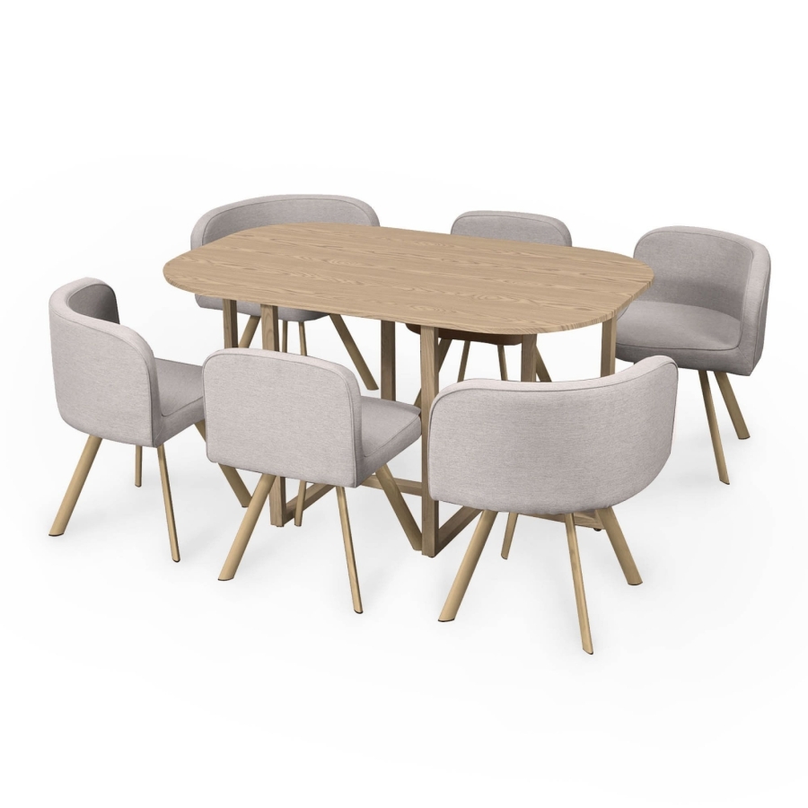 Ensemble table + 6 chaises encastrables beiges