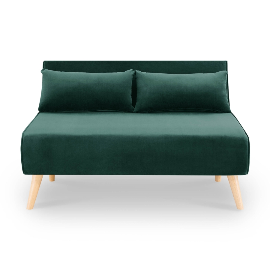 Banquette convertible en velours vert 2 places