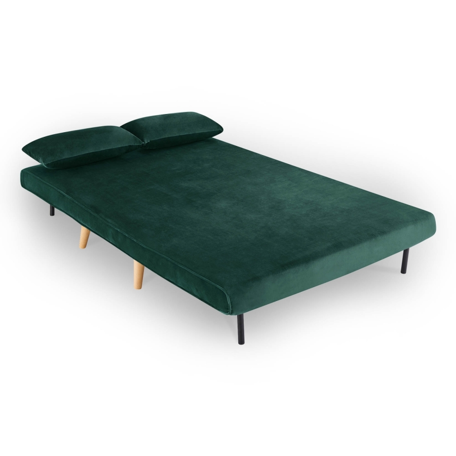 Banquette convertible en velours vert 2 places