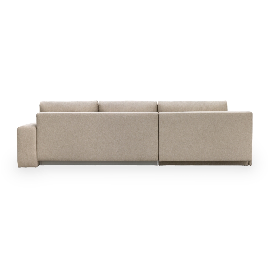 Canapé d'angle convertible avec coffre tissu beige -  Configuration au choix