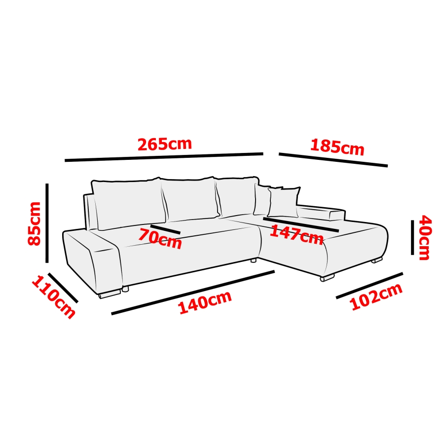 Canapé d'angle convertible en velours moutarde - Angle droit