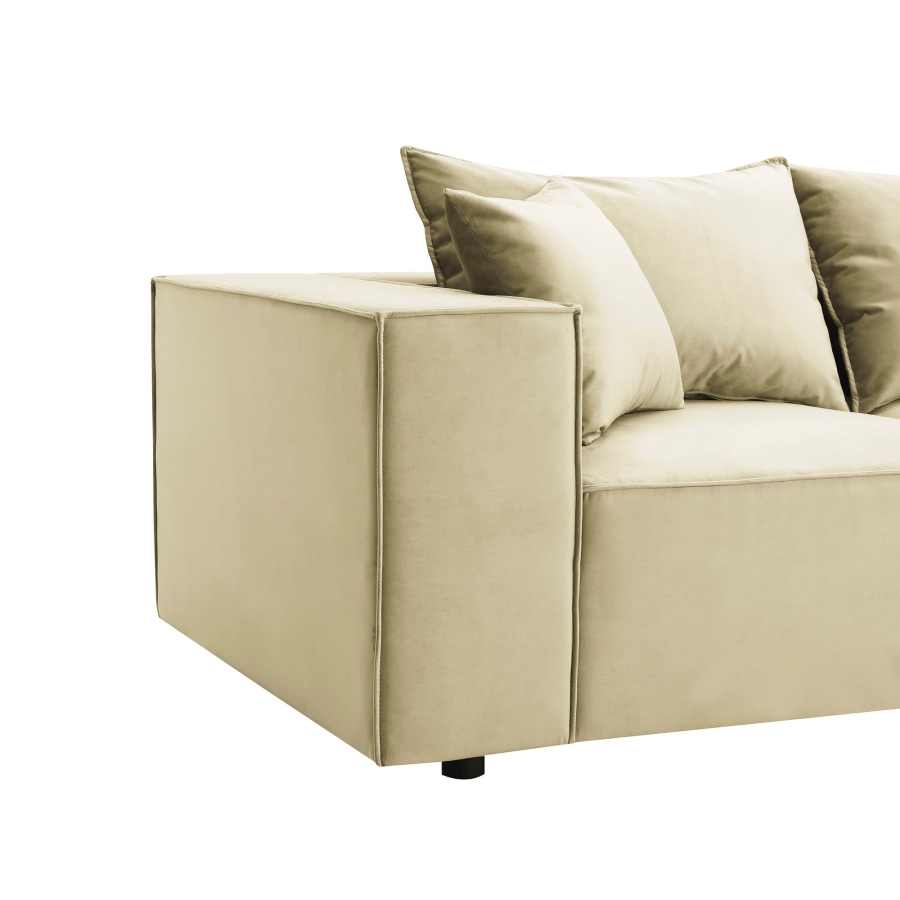 Canapé d'angle modulable en velours beige