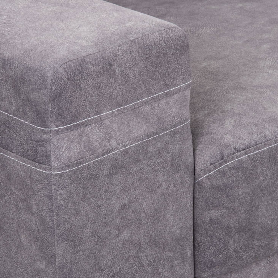 Canapé d'angle convertible et réversible en tissu gris clair