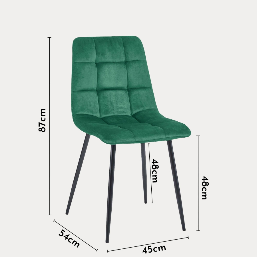 Lot de 4 chaises en velours vert