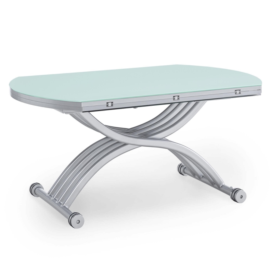 Table basse relevable extensible ronde blanche