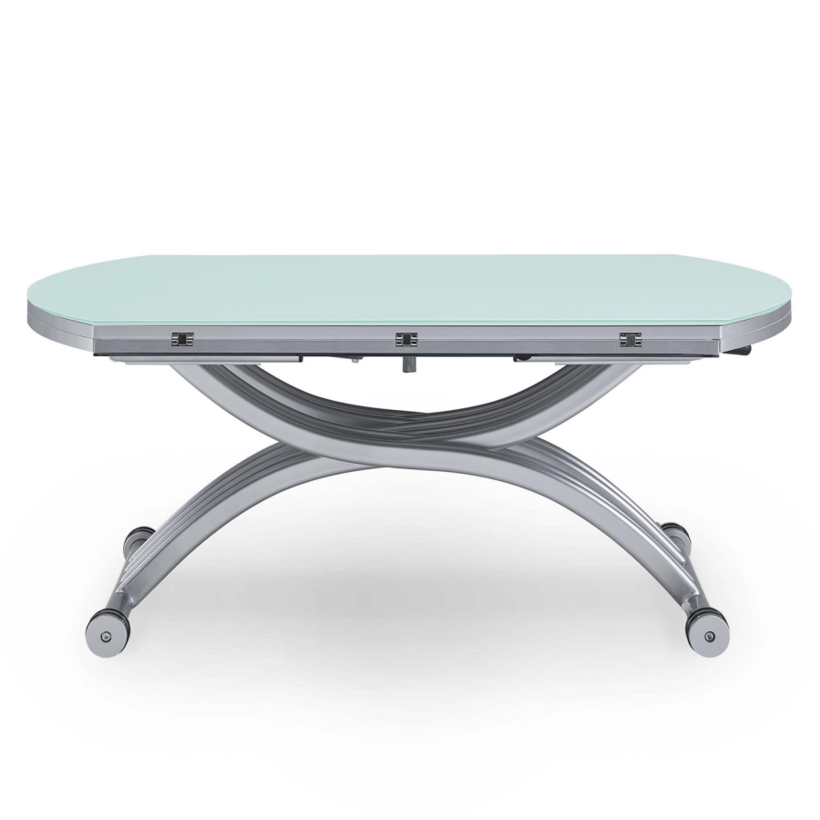 Table basse relevable extensible ronde blanche