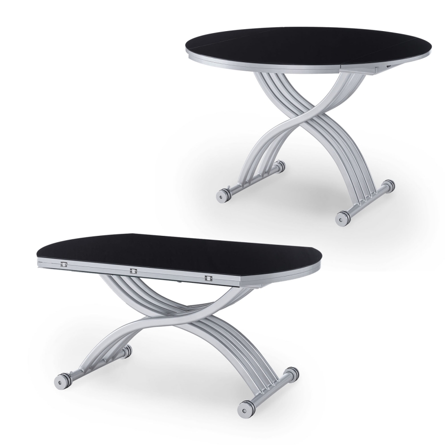 Table basse relevable extensible ronde noir