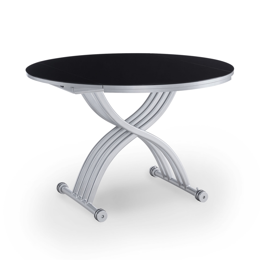 Table basse relevable extensible ronde noir