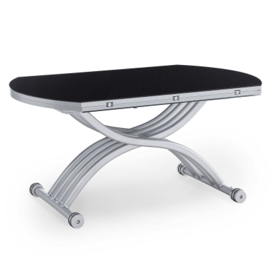 Table basse relevable extensible ronde noir