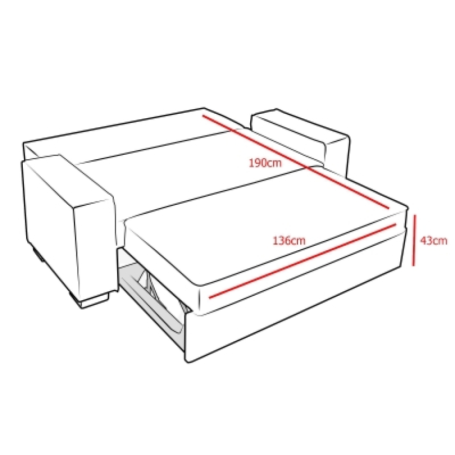 Canapé convertible 3 places en tissu rouge