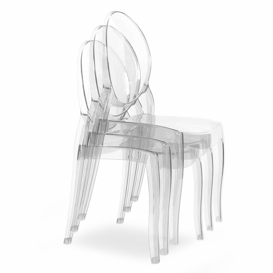 Lot de 4 chaises transparentes en plexi