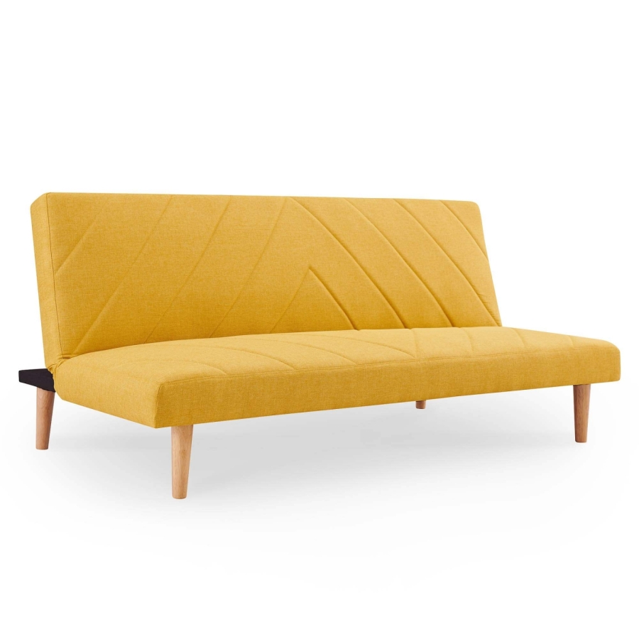 Banquette clic clac scandinave en tissu jaune