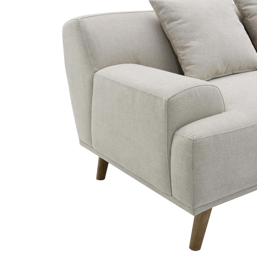 Canapé d'angle scandinave avec méridienne en tissu beige - Angle Droit